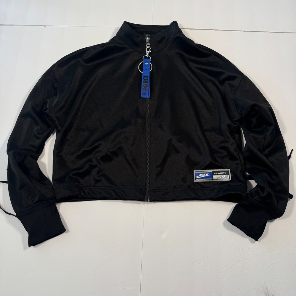 Nike Equality Cropped Track Jacket Black Full Zip Force Blue Pull Womens Small